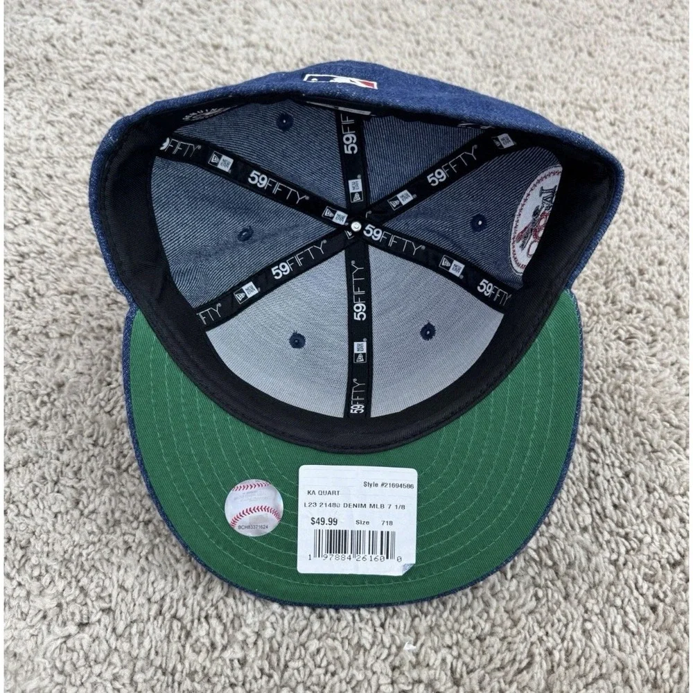 Los Angeles Dodgers Hat Fitted 7 1/8 New Era Denim Script 1980 All-Star Game Cap